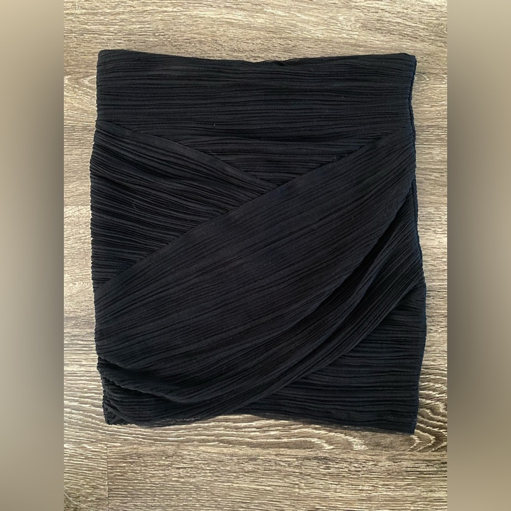 BCBG Max Azria Black Skirt Rouched Mini Sz M